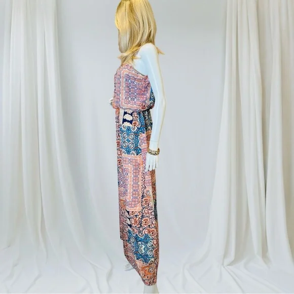Bohemian Maxi Dress in Pink and Blue - Picture 3 of 7
